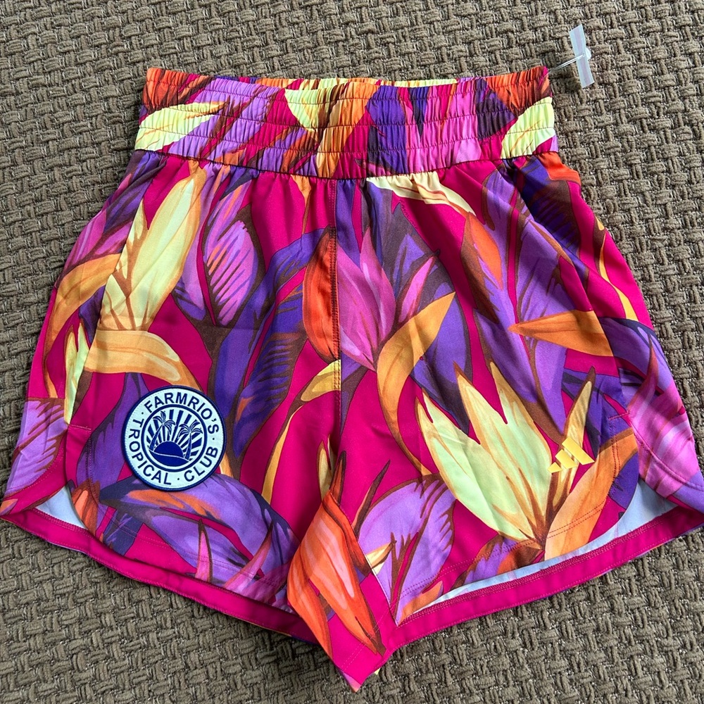 Farm Rio Tropical Club Adidas’s Women's Pink Floral Athletic Shorts